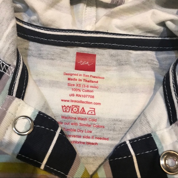 EUC Tea Collection Boys Button-Up Striped Hoodie 3-6M - Picture 3 of 3